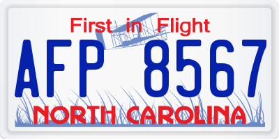 NC license plate AFP8567