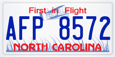 NC license plate AFP8572