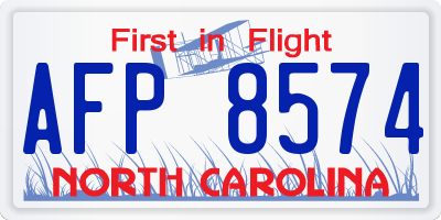 NC license plate AFP8574