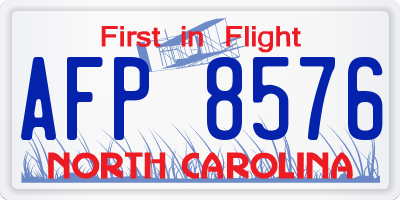 NC license plate AFP8576