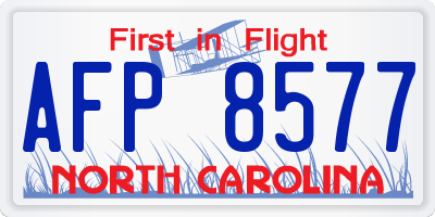 NC license plate AFP8577