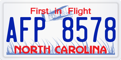 NC license plate AFP8578