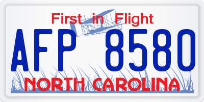 NC license plate AFP8580