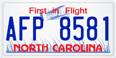 NC license plate AFP8581