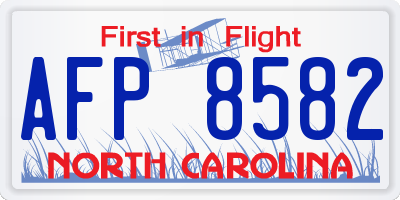 NC license plate AFP8582