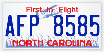 NC license plate AFP8585
