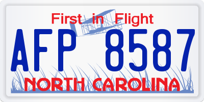 NC license plate AFP8587