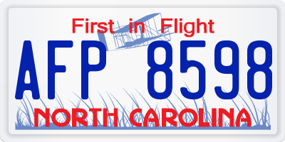 NC license plate AFP8598