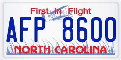 NC license plate AFP8600
