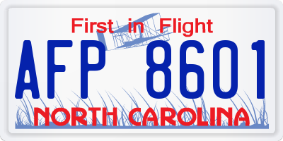 NC license plate AFP8601