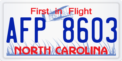 NC license plate AFP8603