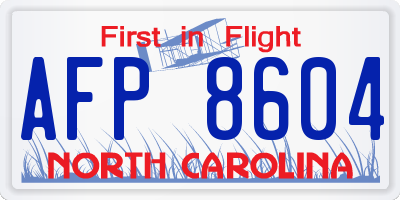 NC license plate AFP8604