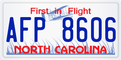 NC license plate AFP8606