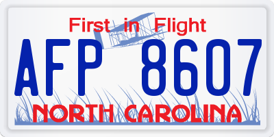 NC license plate AFP8607