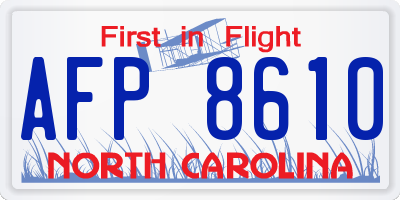 NC license plate AFP8610