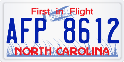 NC license plate AFP8612
