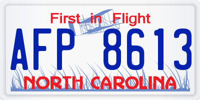 NC license plate AFP8613