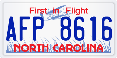 NC license plate AFP8616