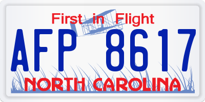 NC license plate AFP8617