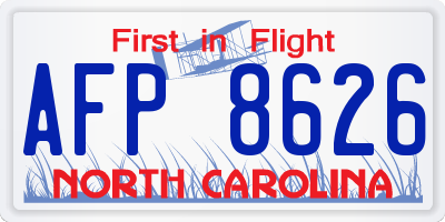 NC license plate AFP8626