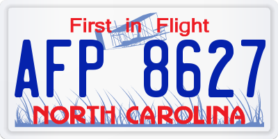 NC license plate AFP8627