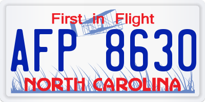 NC license plate AFP8630
