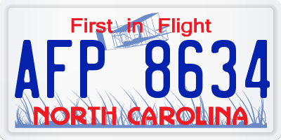 NC license plate AFP8634