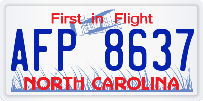NC license plate AFP8637