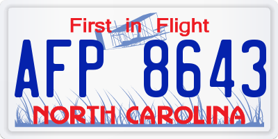 NC license plate AFP8643