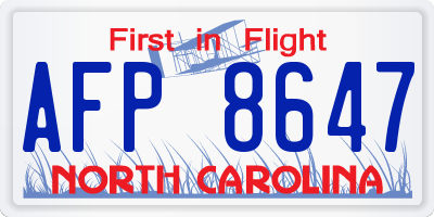 NC license plate AFP8647