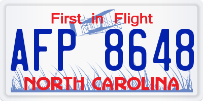 NC license plate AFP8648