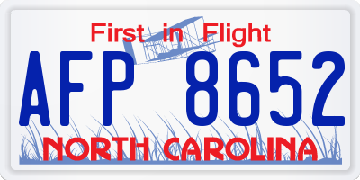 NC license plate AFP8652