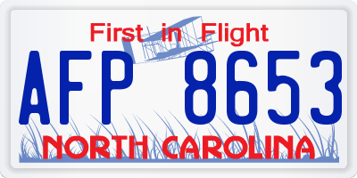 NC license plate AFP8653