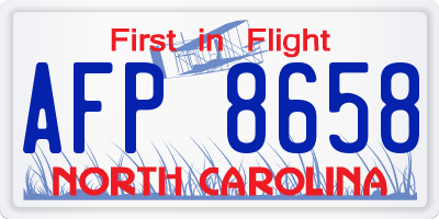 NC license plate AFP8658