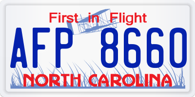 NC license plate AFP8660
