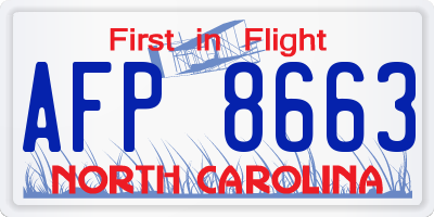 NC license plate AFP8663
