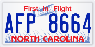NC license plate AFP8664