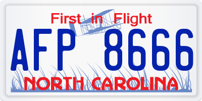 NC license plate AFP8666