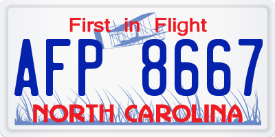 NC license plate AFP8667
