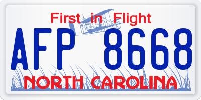 NC license plate AFP8668