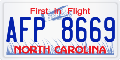 NC license plate AFP8669