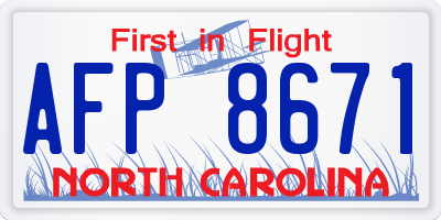 NC license plate AFP8671