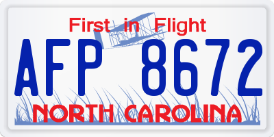 NC license plate AFP8672