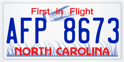 NC license plate AFP8673