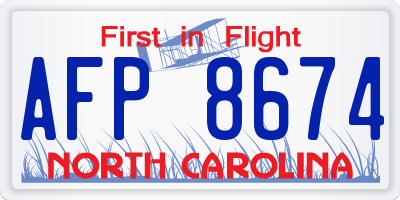 NC license plate AFP8674