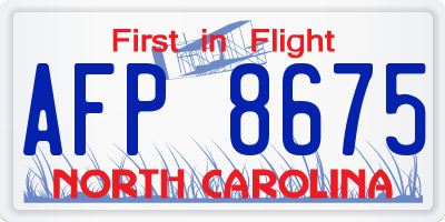 NC license plate AFP8675