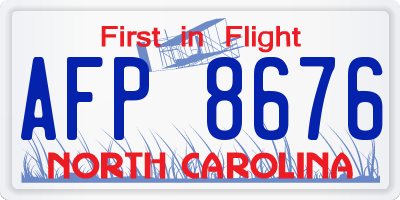 NC license plate AFP8676