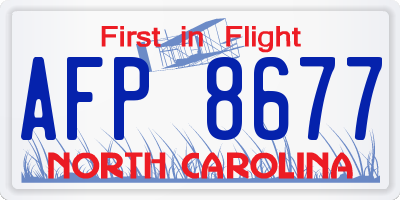 NC license plate AFP8677