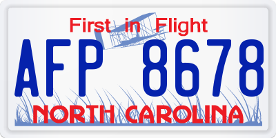 NC license plate AFP8678