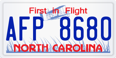 NC license plate AFP8680
